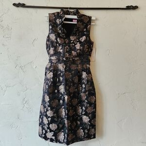 Eliza J Floral Black and Gold Women's Cocktail Dress